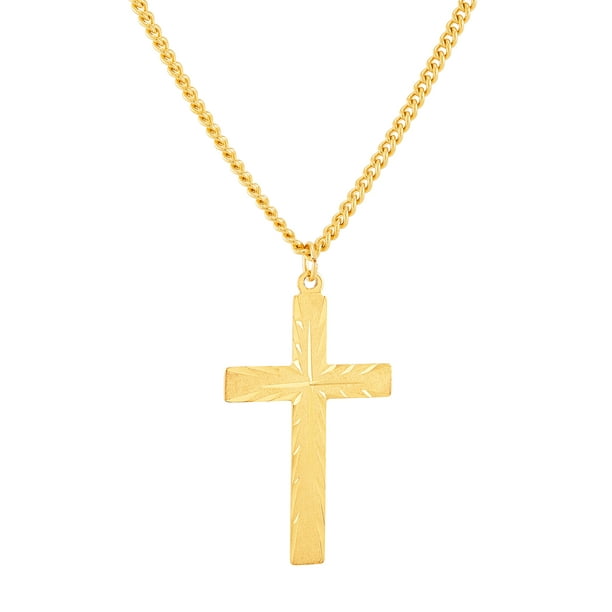 Gold Plated Stainless Steel Cross Chain Necklace Jewelry for Men Women 